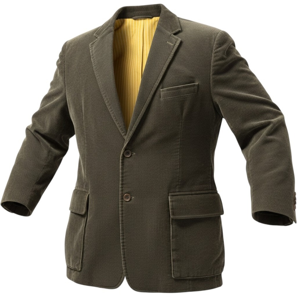 Kroon Mens Brown Corduroy Sports Coat Blazer Multi Pocket Throat Latch Jacket